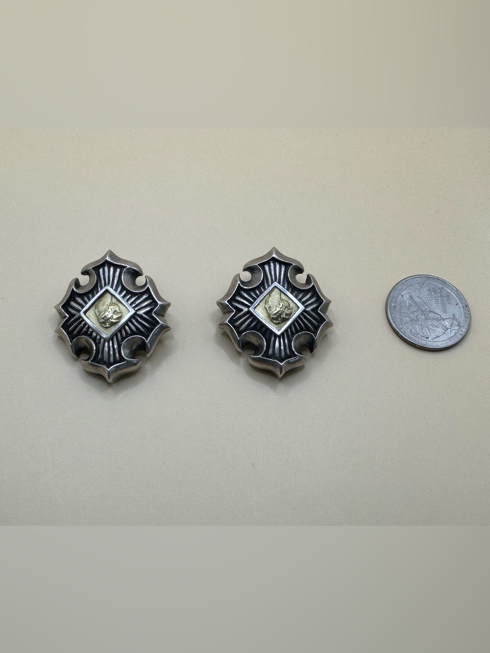 Esti Frederica 18K Gold & Sterling Silver Roman Intaglio Clip-On Earrings - Picture 6 of 8
